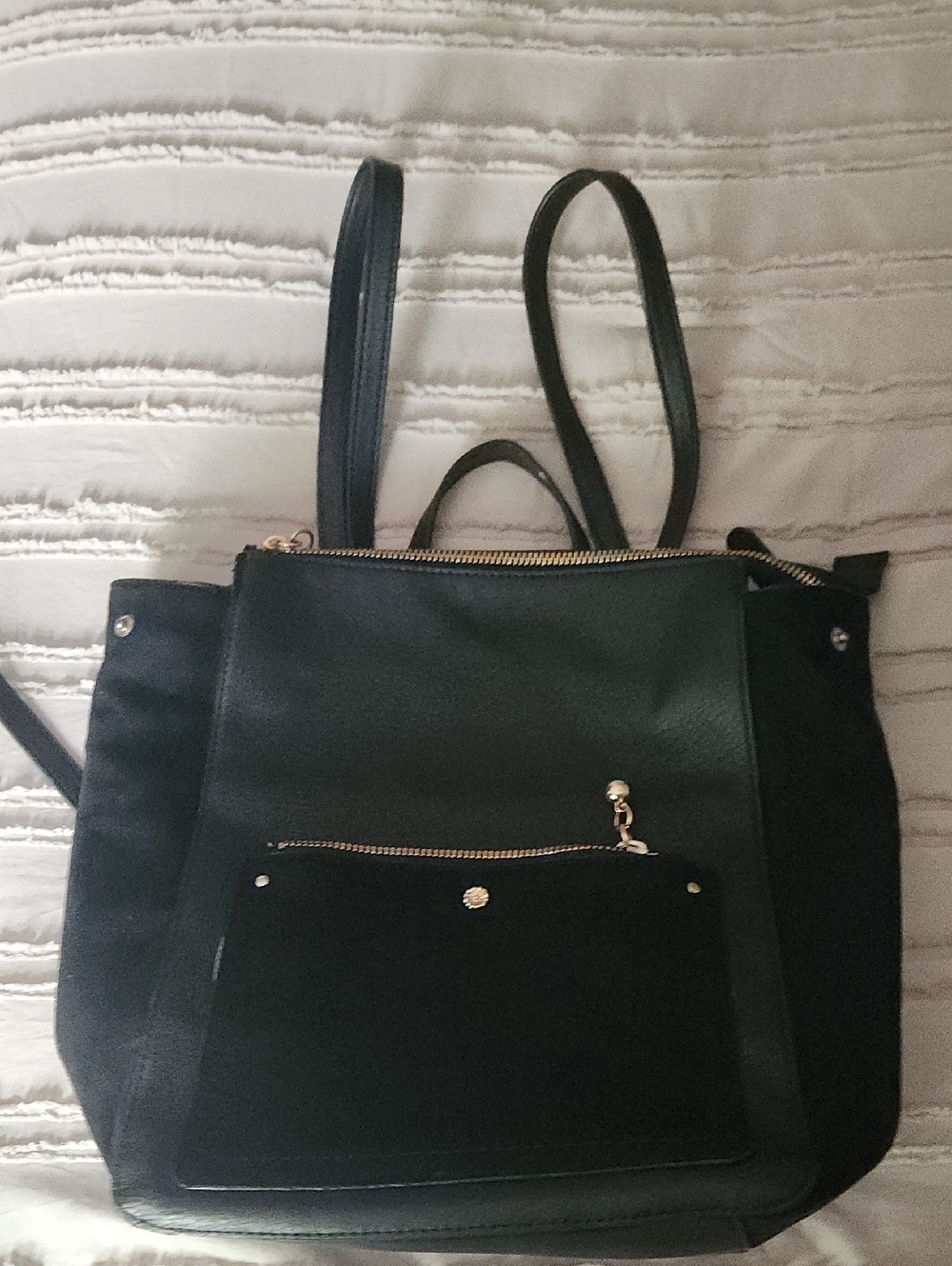 LAUREN CONRAD Black Backpack with Gold Hardware